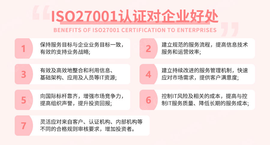 ISO20000信息技术服务管理体系认证对企业的好处
