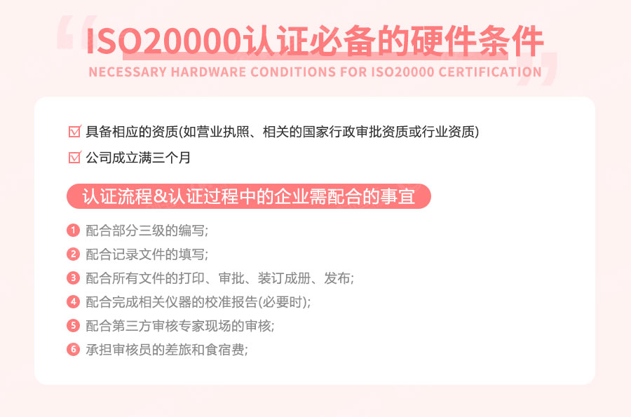 ISO20000信息技术服务管理体认证条件